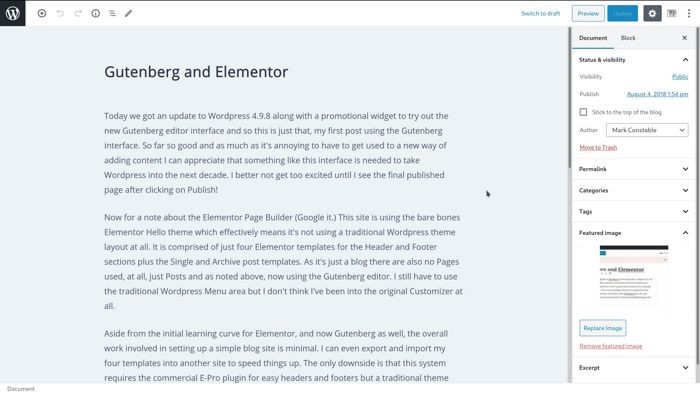 Gutenberg vs Elementor